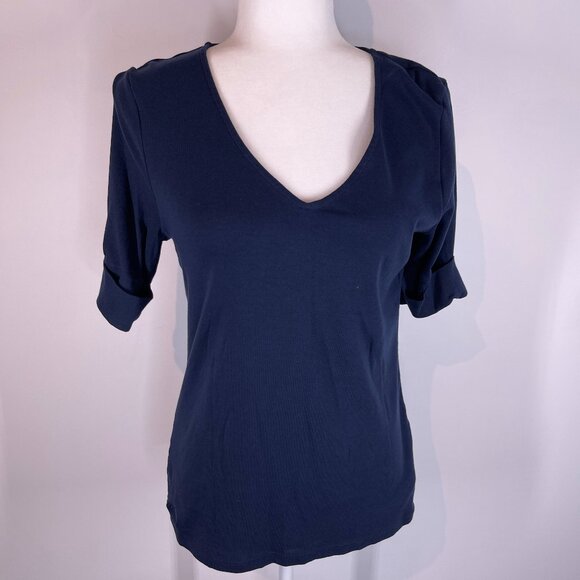 Lauren Ralph Lauren Navy V-neck Knit Shirt size Large - Picture 1 of 4
